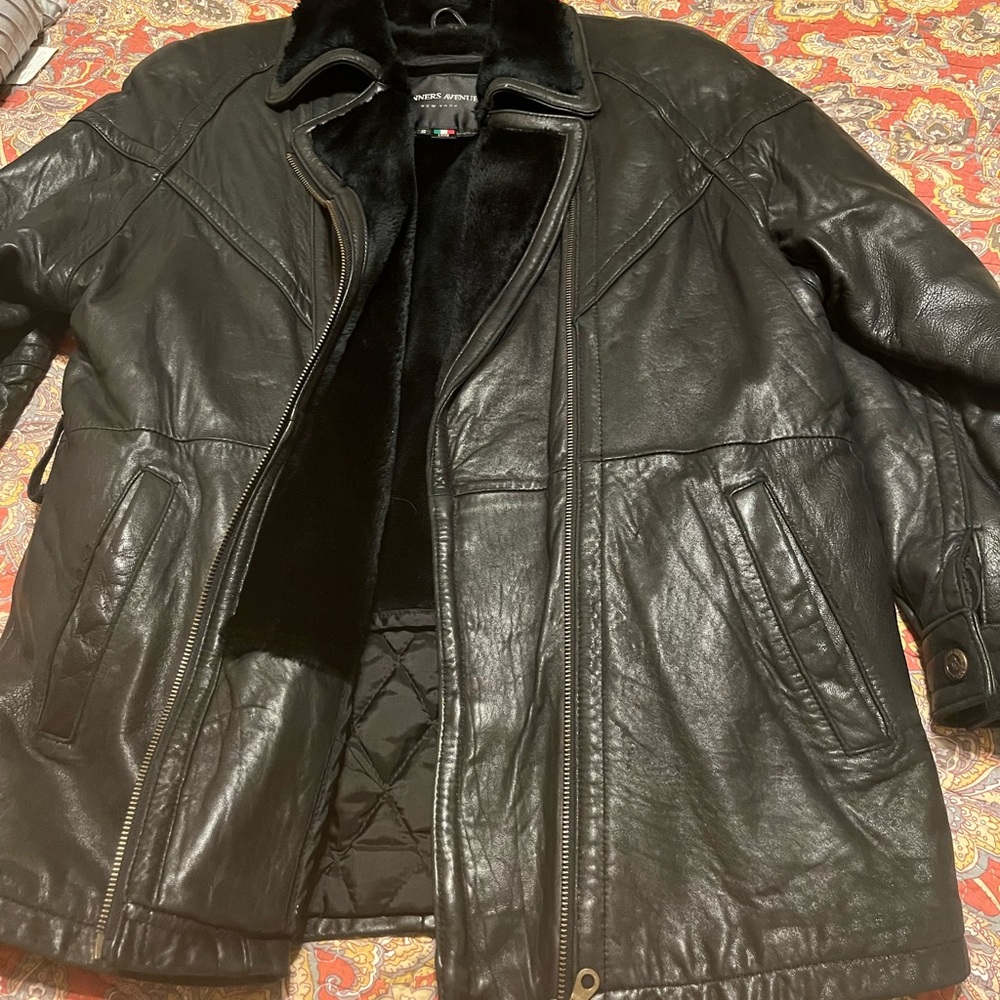 Black Tanners Avenue Leather Jacket with Smooth Texture and Neat Stitching
